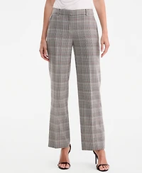 Anne Klein Women's Check Mid-Rise Wide-Leg Pants