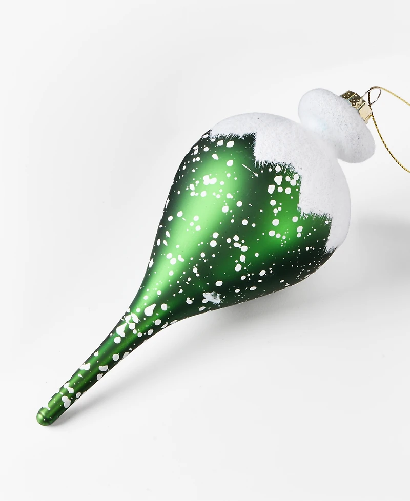 Holiday Lane Cozy Cabin Green Snowy Finial Ornament, Macy's Exclusive