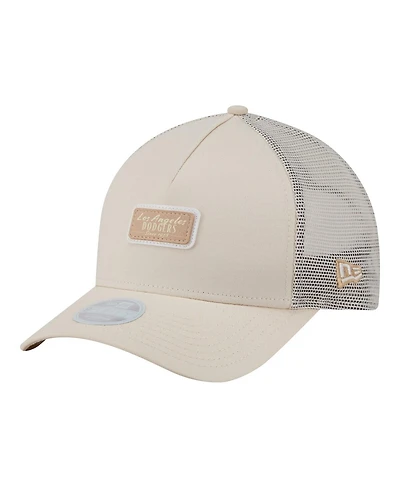 New Era Women's Light Beige Los Angeles Dodgers Tonal Patch 9FORTY M-Crown A-Frame Trucker Adjustable Hat
