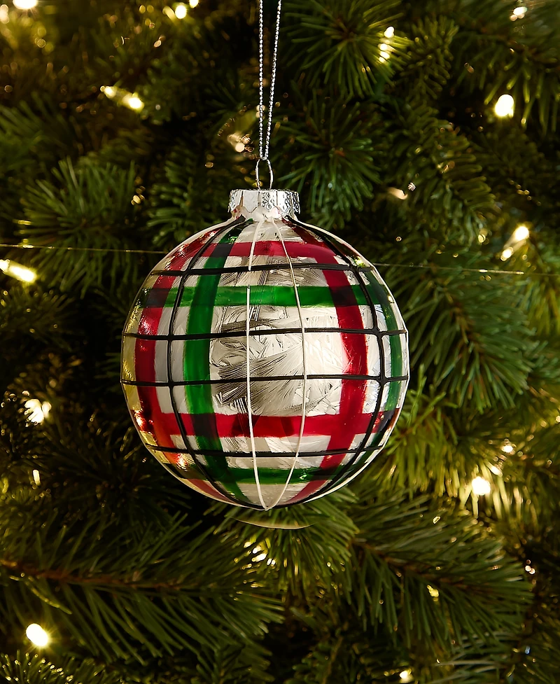 Holiday Lane Cozy Cabin Plaid Ball Ornament, Macy's Exclusive