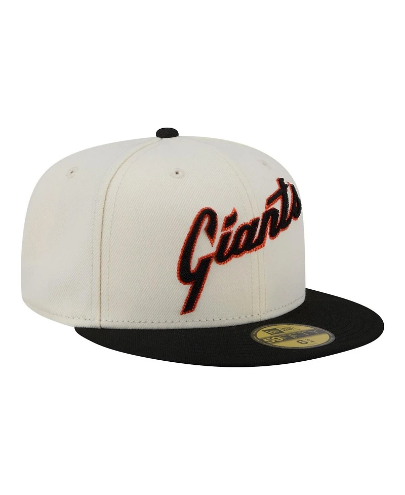 New Era Men's Cream San Francisco Giants Two-Tone Stitch 59FIFTY Fitted Hat