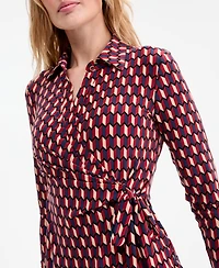 Anne Klein Women's Printed Faux-Wrap Tie-Waist Dress
