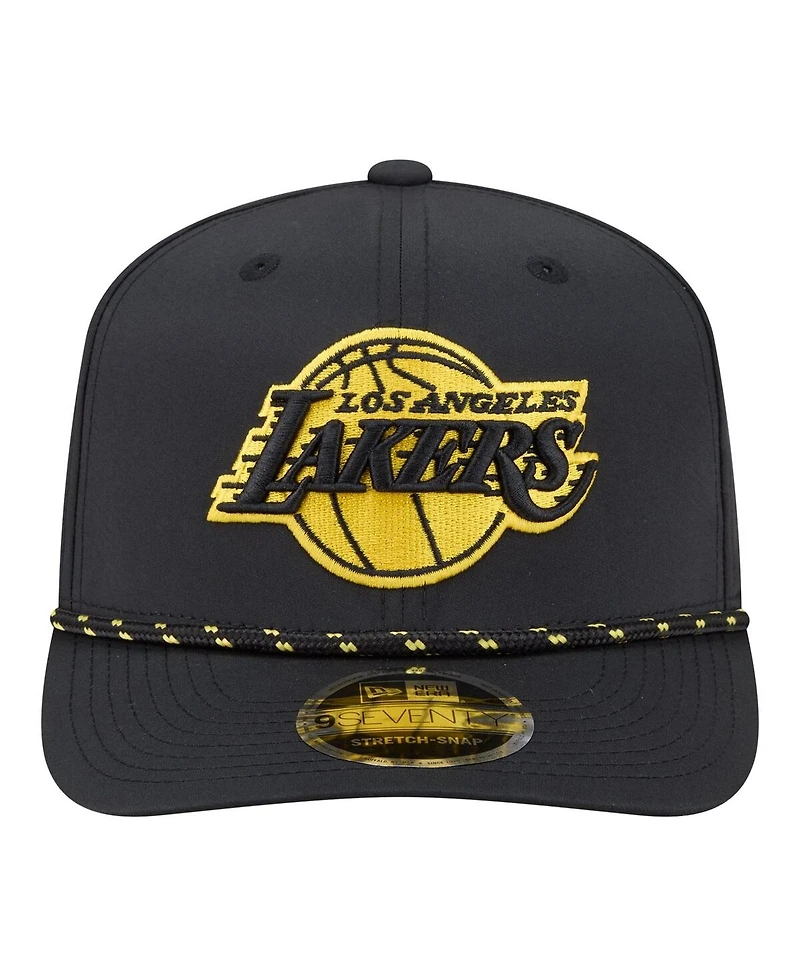 New Era Men's Black Los Angeles Lakers Sport Rope Vented Stretch-Snap 9SEVENTY Hat
