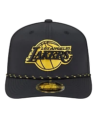 New Era Men's Black Los Angeles Lakers Sport Rope Vented Stretch-Snap 9SEVENTY Hat