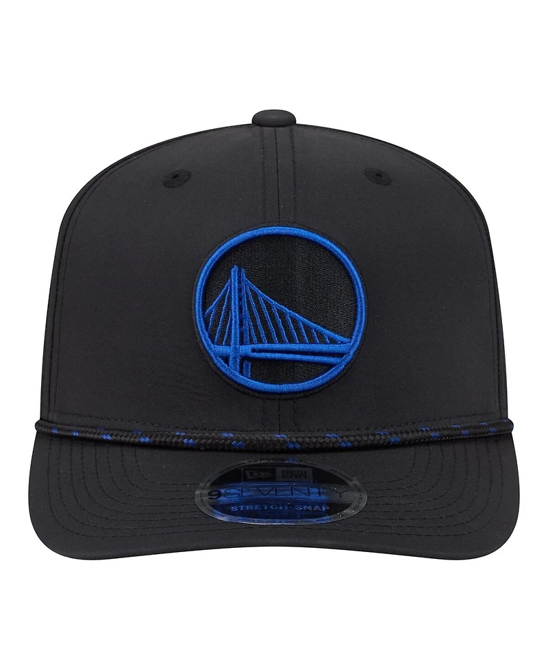 New Era Men's Black Golden State Warriors Sport Rope Vented Stretch-Snap 9SEVENTY Hat