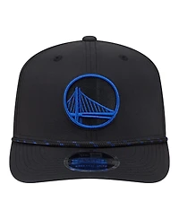 New Era Men's Black Golden State Warriors Sport Rope Vented Stretch-Snap 9SEVENTY Hat