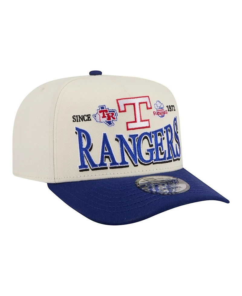 New Era Men's Cream Texas Rangers Throwback Tri-Hit A-Frame 9FIFTY Adjustable Hat
