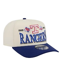 New Era Men's Cream Texas Rangers Throwback Tri-Hit A-Frame 9FIFTY Adjustable Hat
