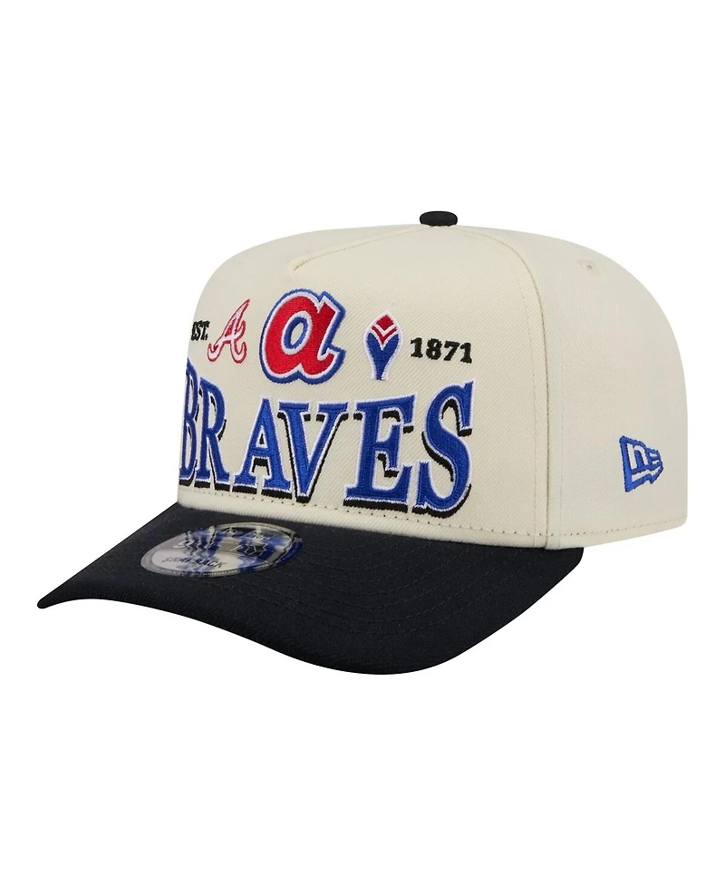 New Era Men's Cream Atlanta Braves Throwback Tri-Hit A-Frame 9FIFTY Adjustable Hat