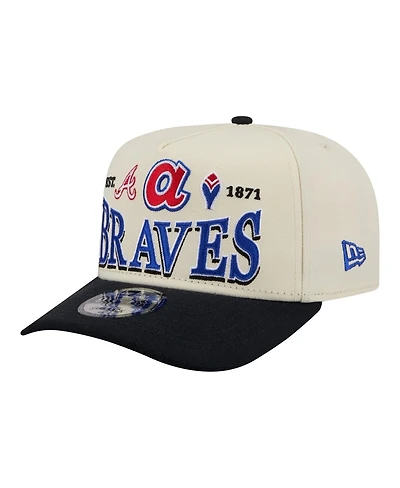 New Era Men's Cream Atlanta Braves Throwback Tri-Hit A-Frame 9FIFTY Adjustable Hat