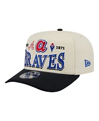 New Era Men's Cream Atlanta Braves Throwback Tri-Hit A-Frame 9FIFTY Adjustable Hat