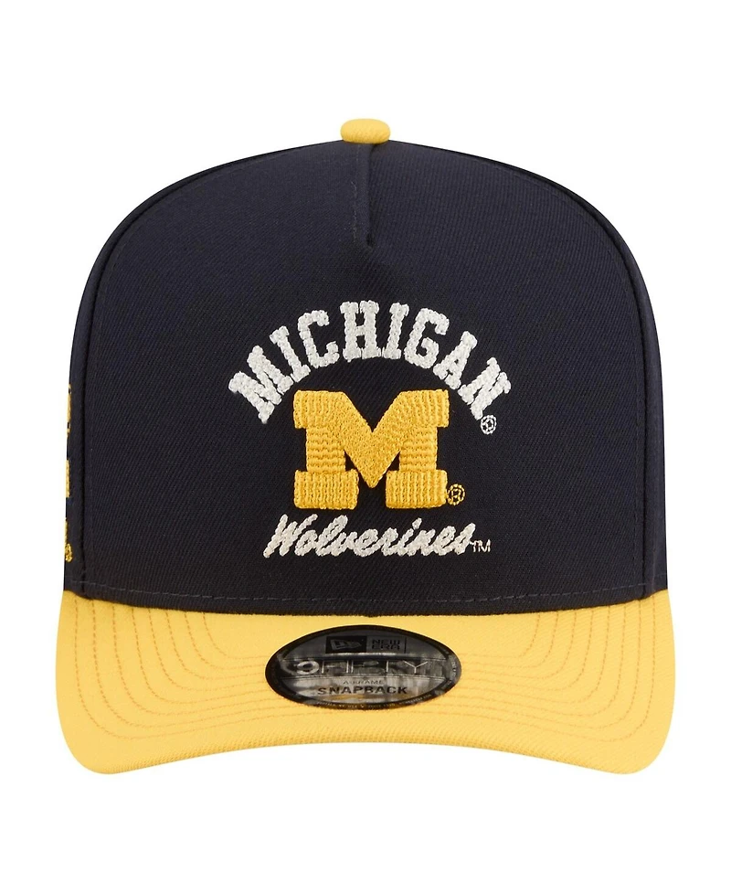New Era Men's Navy/Maize Michigan Wolverines Two-Tone Arched 9FIFTY Snapback Hat