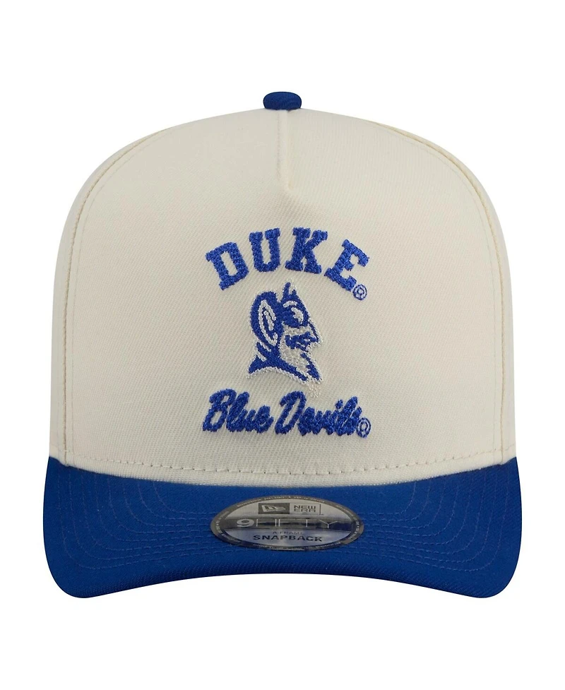 New Era Men's Cream/Royal Duke Blue Devils Two-Tone Arched 9FIFTY Snapback Hat