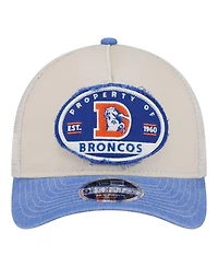 New Era Men's Natural Denver Broncos Frayed M-Crown A-Frame 9FORTY Adjustable Hat