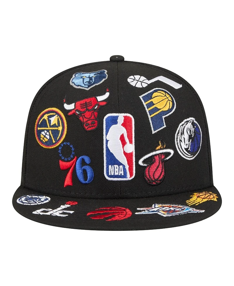 New Era Men's Black Nba All-Over 59FIFTY Fitted Hat