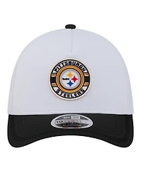 New Era Men's White/Black Pittsburgh Steelers Patch 39THIRTY A-Frame M-Crown Perforated Flex Hat