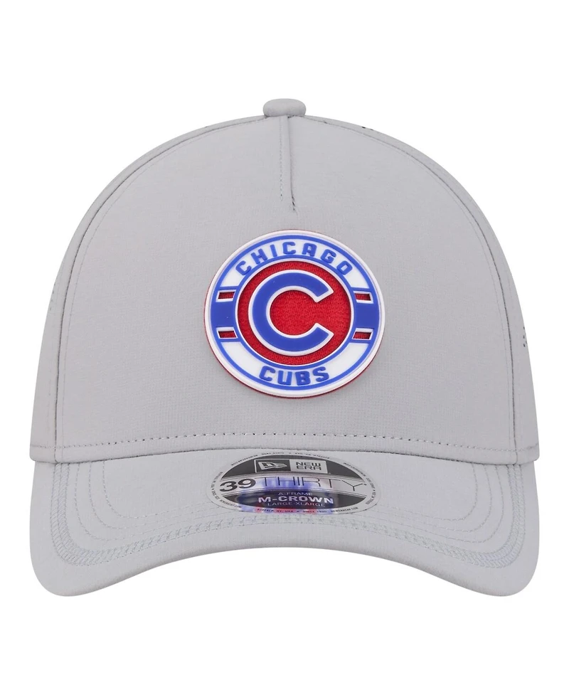 New Era Men's Gray Chicago Cubs Patch 39THIRTY A-Frame M-Crown Perforated Flex Hat