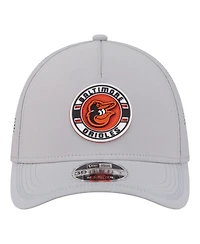 New Era Men's Gray Baltimore Orioles Patch 39THIRTY A-Frame M-Crown Perforated Flex Hat