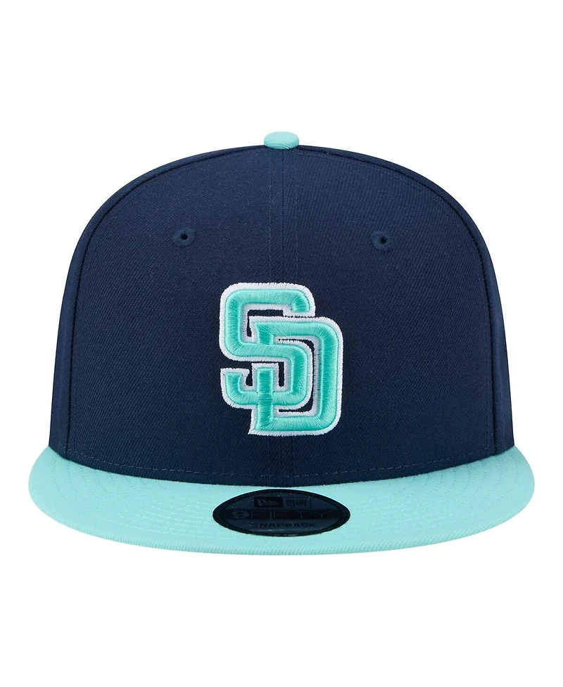 New Era Men's Navy/Turquoise San Diego Padres 2-Tone Color Pack 9FIFTY Snapback Hat