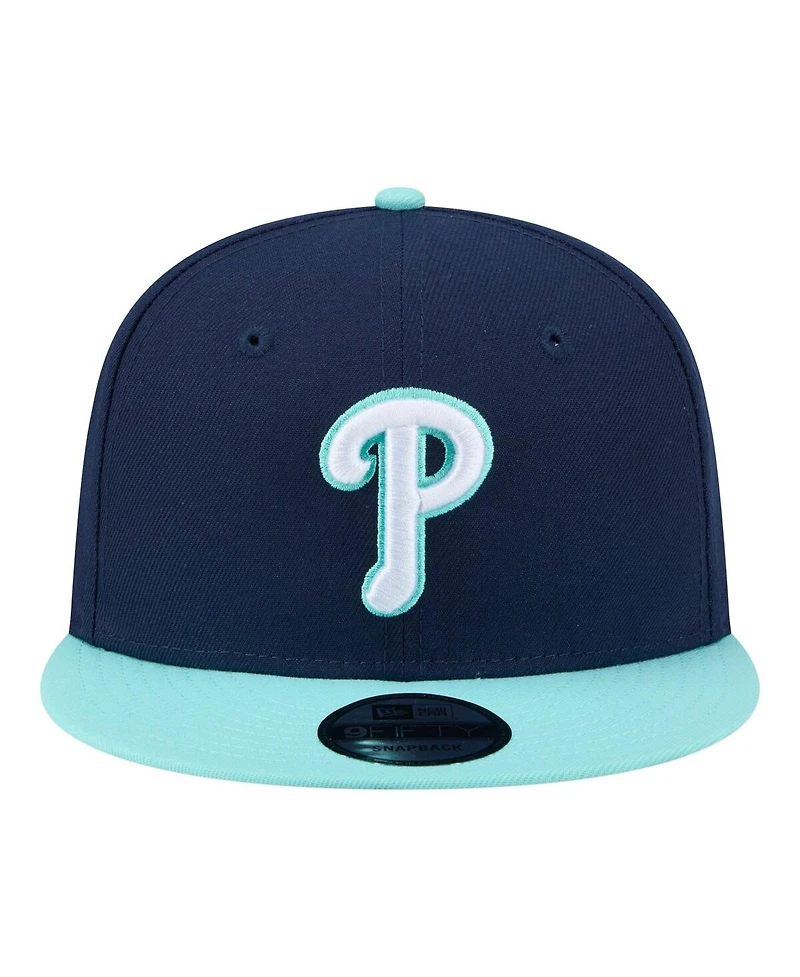 New Era Men's Navy/Turquoise Philadelphia Phillies Two-Tone Color Pack 9FIFTY Snapback Hat