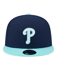 New Era Men's Navy/Turquoise Philadelphia Phillies Two-Tone Color Pack 9FIFTY Snapback Hat