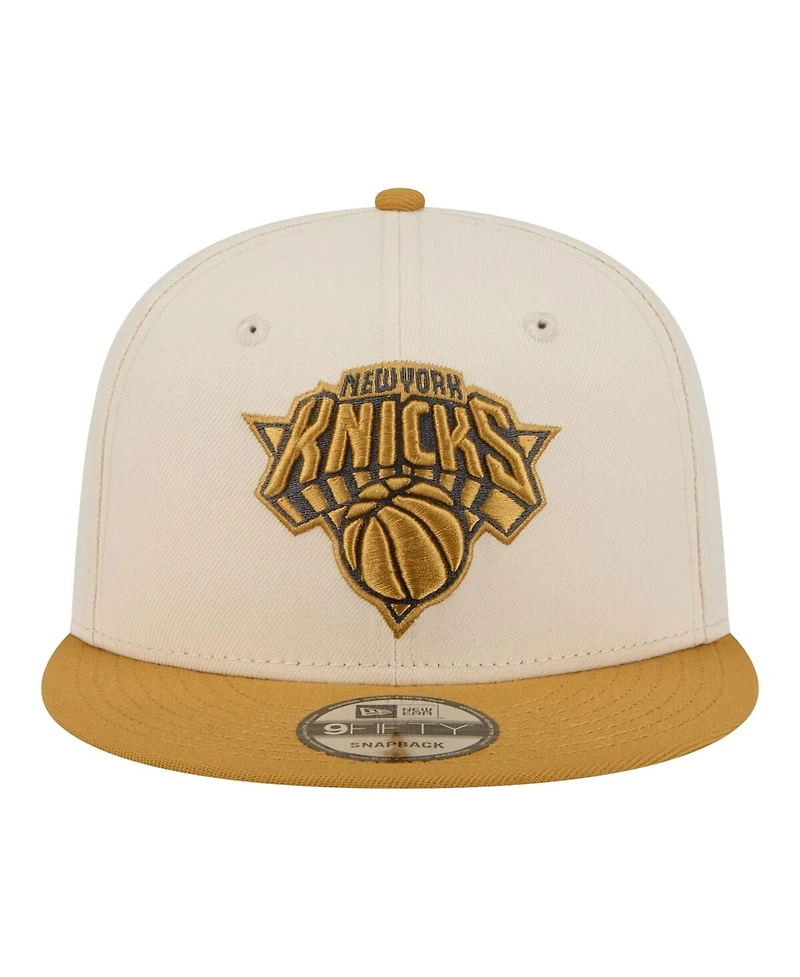 New Era Men's Cream/Tan New York Knicks Two-Tone Color Pack 9FIFTY Snapback Hat