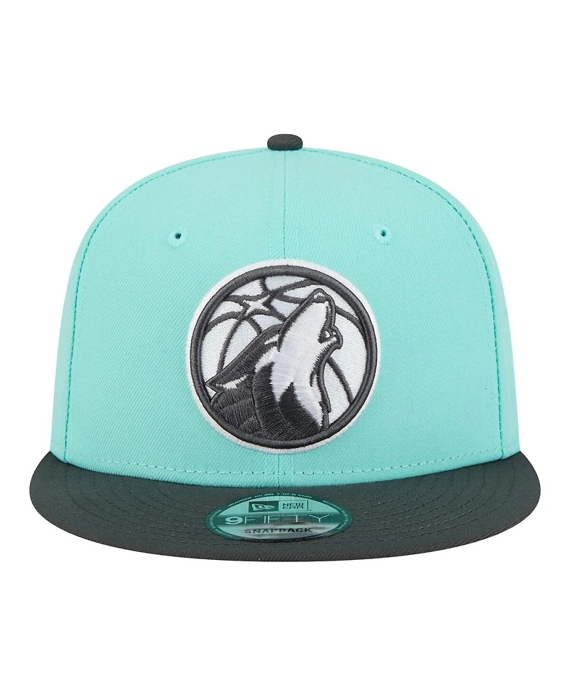New Era Men's Turquoise/Charcoal Minnesota Timberwolves Color Pack Two-Tone 9FIFTY Snapback Hat