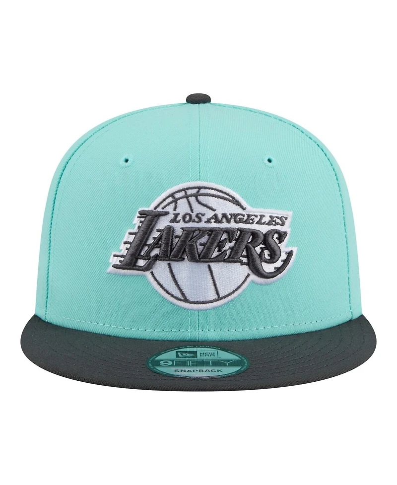 New Era Men's Turquoise/Charcoal Los Angeles Lakers Color Pack Two-Tone 9FIFTY Snapback Hat