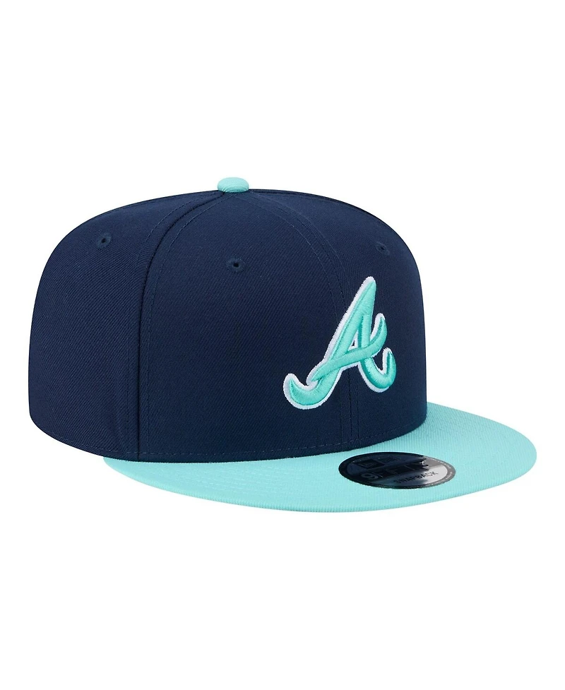 New Era Men's Navy/Turquoise Atlanta Braves Two-Tone Color Pack 9FIFTY Snapback Hat