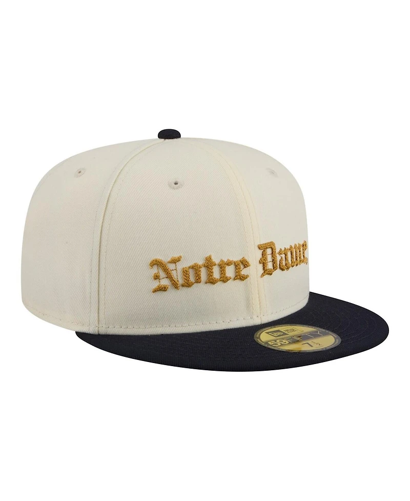 New Era Men's Cream/Navy Notre Dame Fighting Irish Two-Tone Script 59FIFTY Fitted Hat