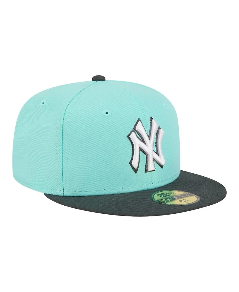 New Era Men's Turquoise/Charcoal York Yankees Two-Tone Color Pack 59FIFTY Fitted Hat