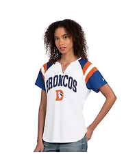 Starter Women's White Denver Broncos Game On Notch Neck T-Shirt