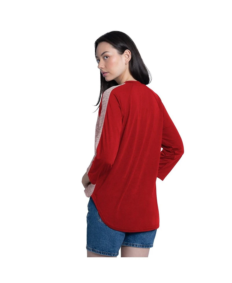 G-iii 4Her by Carl Banks Women's Red/Heather Red Philadelphia Phillies Speed Training 3/4-Sleeve Rhinestone V-Neck T-Shirt
