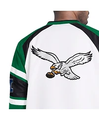 Starter Men's White Philadelphia Eagles Infield Play Raglan Pullover Jacket
