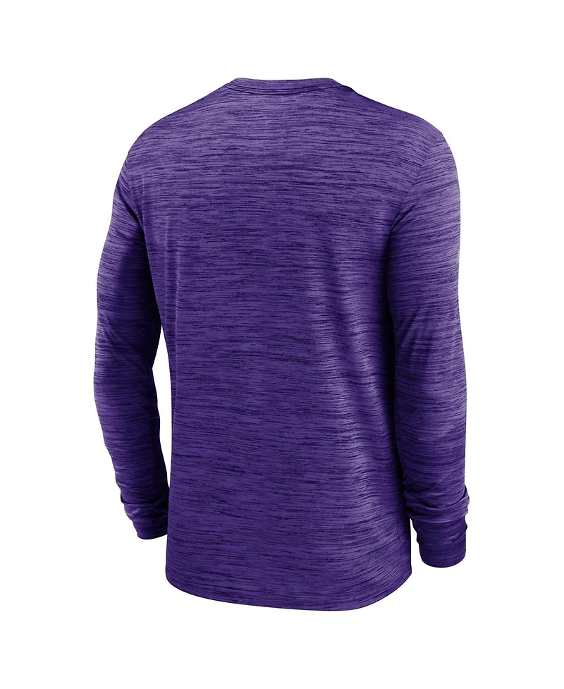 Nike Men's Purple Lsu Tigers Sideline Velocity Dri-fit Long Sleeve T-Shirt