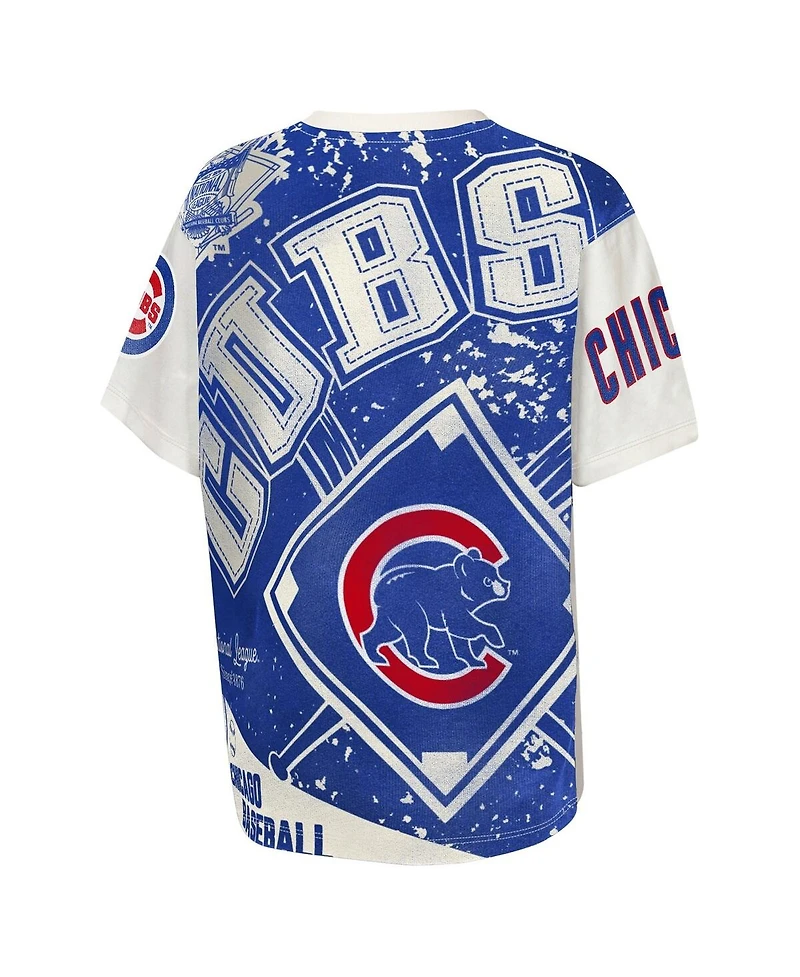 Outerstuff Big Boys and Girls Cream Chicago Cubs League Top Player Bold All-Over-Print T-Shirt