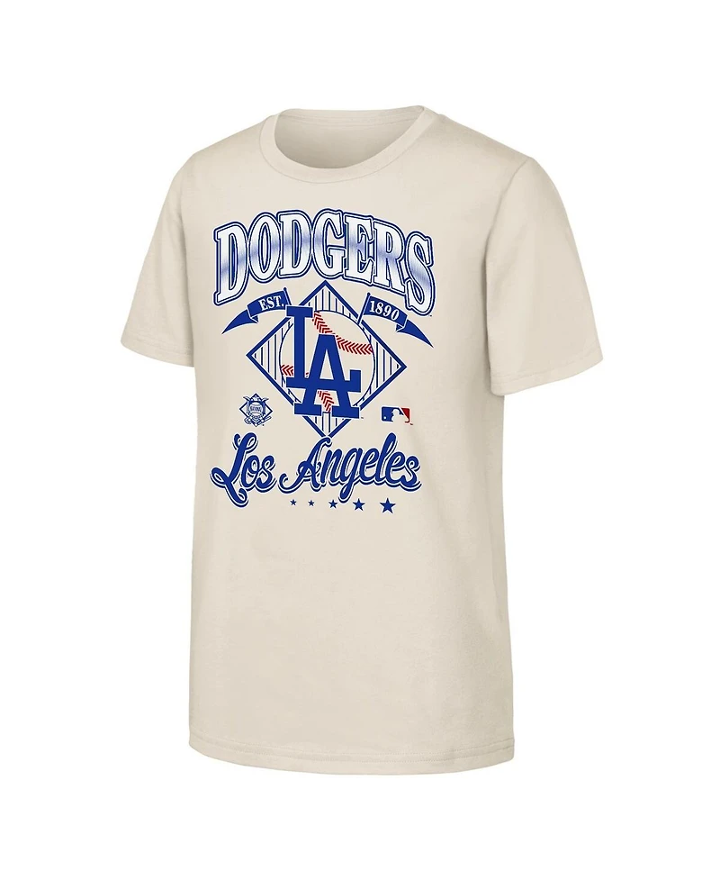 Outerstuff Big Boys and Girls Natural Los Angeles Dodgers Triple Hit T-Shirt
