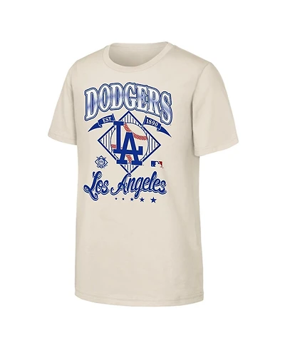 Outerstuff Big Boys and Girls Natural Los Angeles Dodgers Triple Hit T-Shirt