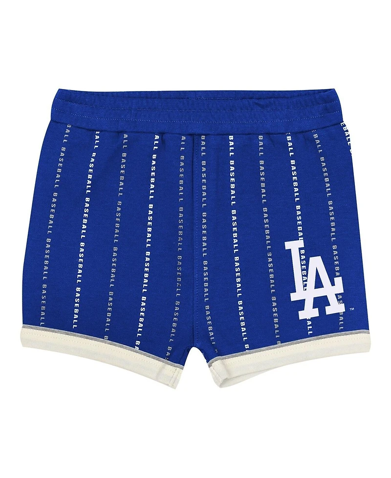 Outerstuff Baby Boys and Girls 2-Piece White/Royal Los Angeles Dodgers Lead Run Diaper Cover Bodysuit Shorts Set