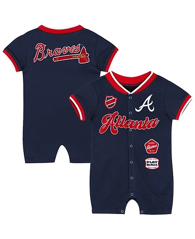 Outerstuff Baby Boys and Girls Navy Atlanta Braves Pinch Coverall