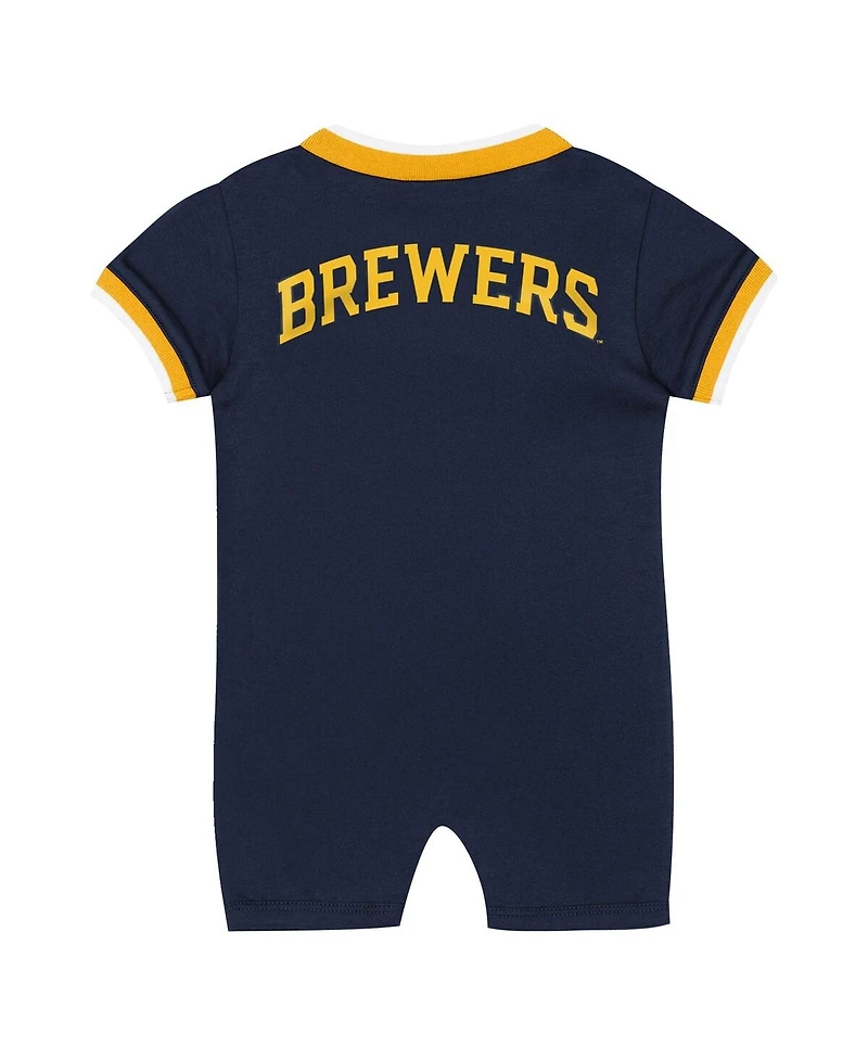 Outerstuff Baby Boys and Girls Navy Milwaukee Brewers Pinch Coverall