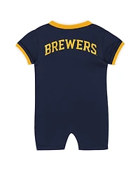 Outerstuff Baby Boys and Girls Navy Milwaukee Brewers Pinch Coverall