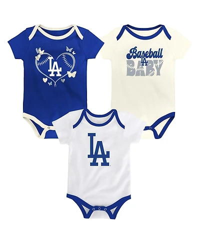 Outerstuff Baby Boys and Girls Los Angeles Dodgers Home Team 3-Pack Bodysuit Set