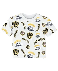 Outerstuff Toddler White Milwaukee Brewers Run Down T-Shirt