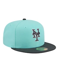 New Era Men's Turquoise/Charcoal York Mets Two-Tone Color Pack 59FIFTY Fitted Hat