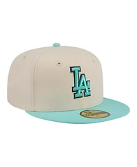 New Era Men's Light Beige/Turquoise Los Angeles Dodgers Two-Tone Color Pack 59FIFTY Fitted Hat