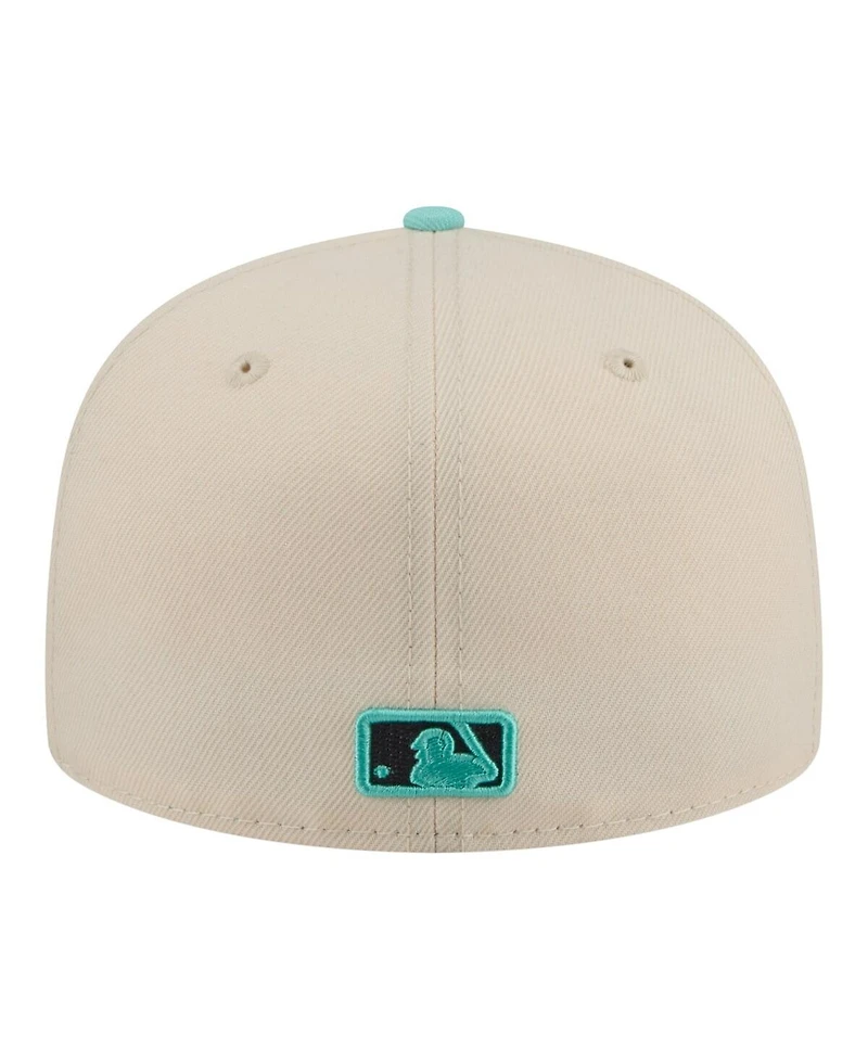 New Era Men's Light Beige/Turquoise Atlanta Braves Two-Tone Color Pack 59FIFTY Fitted Hat