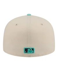 New Era Men's Light Beige/Turquoise Atlanta Braves Two-Tone Color Pack 59FIFTY Fitted Hat
