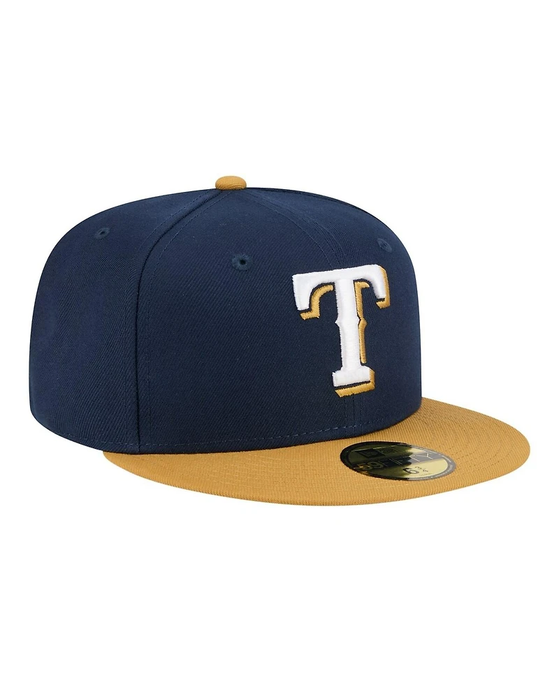 New Era Men's Navy/Khaki Texas Rangers Two-Tone Color Pack 59FIFTY Fitted Hat