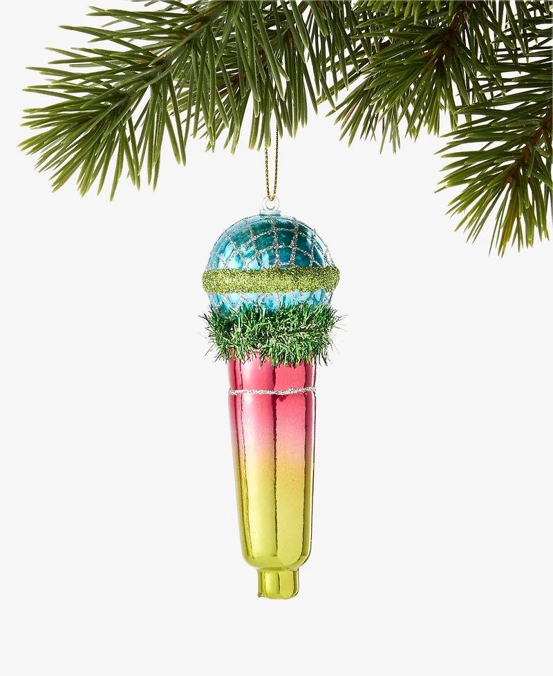 Holiday Lane Disco Brights Glass Microphone Ornament, Macy's Exclusive